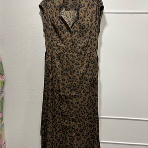 Banana Republic Leopard Print Maxi Dress in Brown and Black